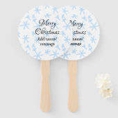 青雪片クリスマスパターン雪のパターン ハンドファン (正面&裏面)