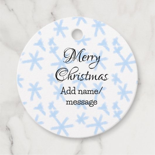 青雪片クリスマスパターン雪のパターン フェイバータグ (正面)