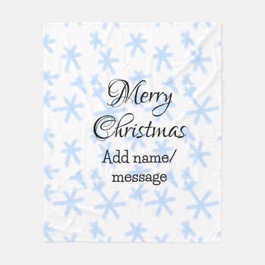 青雪片クリスマスパターン雪のパターン フリースブランケット (正面)