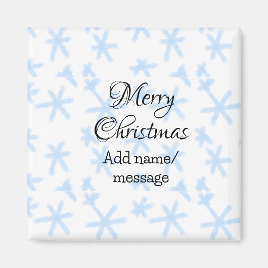 青雪片クリスマスパターン雪のパターン マグネット (正面)