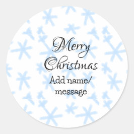 青雪片クリスマスパターン雪のパターン ラウンドシール