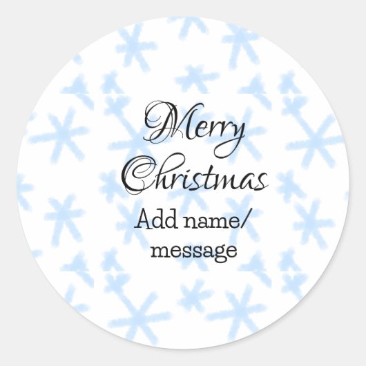 青雪片クリスマスパターン雪のパターン ラウンドシール (正面)