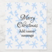 青雪片クリスマスパターン雪のパターン ワインラベル (シングルラベル)