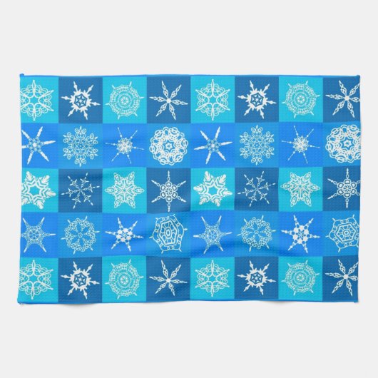 青雪片パターン キッチンタオル (横)