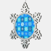 青雪片パターン スノーフレークピューターオーナメント (右)