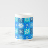 青雪片パターン ボーンチャイナマグカップ (正面)