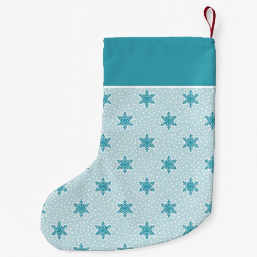 青霜の冬のスノーフレークのパターン スモールクリスマスストッキング (裏面)