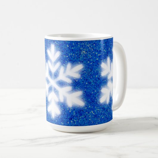 青霜の降りた北極の雪片 |きらめく雪 コーヒーマグカップ (正面右)