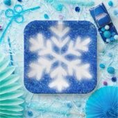 青霜の降りた北極の雪片 |きらめく雪 ペーパープレート (パーティー)