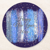 青霜の降りた筆ストローク新年20xxスクア ラウンドペーパーコースター (正面)