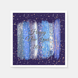 青霜の降りた筆ストローク新年20xx スタンダードカクテルナプキン