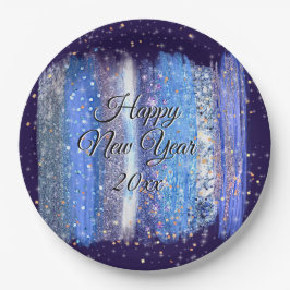 青霜の降りた筆ストローク新年20xx 9" ペーパープレート