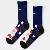 青靴下にサンタとスターが微笑む ソックス (左)