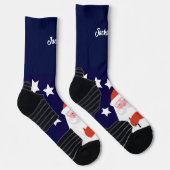 青靴下にサンタとスターが微笑む ソックス (右)