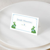 青頭が切れる淡い色の緑ボクウッドバニー春ブランチ プレイスカード