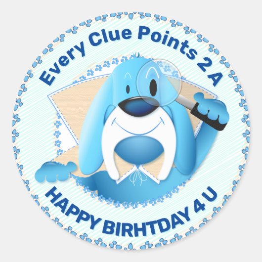 青頭が切れる犬の漫画の探偵 |パーティー ラウンドシール (正面)