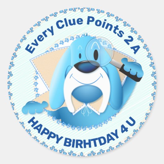 青頭が切れる犬の漫画の探偵 |パーティー ラウンドシール (正面)