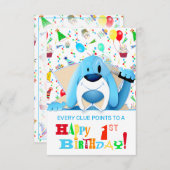 青頭が切れる犬の漫画の探偵 |パーティー 招待状 (正面/裏面)