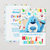 青頭が切れる犬の漫画の探偵 |パーティー 招待状 (正面/裏面)