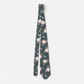 青飛んでいるい背景のかわいい猫 ネクタイ (裏面)