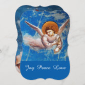 青飛んでいる空のクリスマスエンジェルズホリデーパーティー 招待状 (正面/裏面)