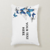 青飛んでいる蝶モルフォ アクセントクッション (正面(垂直))