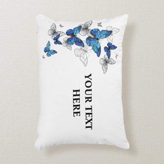 青飛んでいる蝶モルフォ アクセントクッション (正面(垂直))