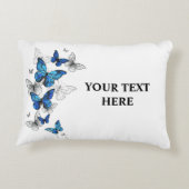 青飛んでいる蝶モルフォ アクセントクッション (裏面)