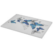 青飛んでいる蝶モルフォ カッティングボード (角)