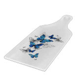 青飛んでいる蝶モルフォ カッティングボード (角)