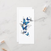 青飛んでいる蝶モルフォ カード (正面/裏面インサイチュ)