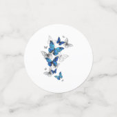 青飛んでいる蝶モルフォ コンフェッティ (スモール正面)