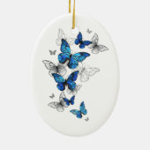 青飛んでいる蝶モルフォ セラミックオーナメント (裏面)