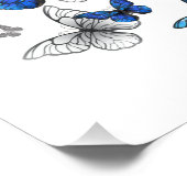 青飛んでいる蝶モルフォ フォトプリント            (角)