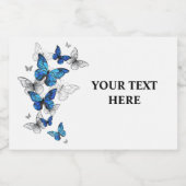 青飛んでいる蝶モルフォ フードラベル (シングルラベル)