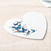 青飛んでいる蝶モルフォ ペーパーコースター (アングル)