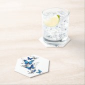 青飛んでいる蝶モルフォ ペーパーコースター (インサイチュ)