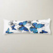 青飛んでいる蝶モルフォ ボディピロー (正面)