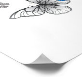 青飛んでいる蝶モルフォ ポスター (角)