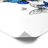 青飛んでいる蝶モルフォ ポスター (角)