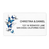 青飛んでいる蝶モルフォ ラベル (正面)