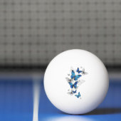 青飛んでいる蝶モルフォ 卓球ボール (ネット)