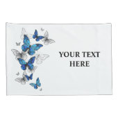 青飛んでいる蝶モルフォ 枕カバー (裏面-右)