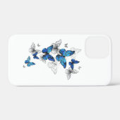青飛んでいる蝶モルフォ Case-Mate iPhoneケース (裏面 (横))