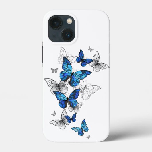 青飛んでいる蝶モルフォ Case-Mate iPhoneケース (裏面)