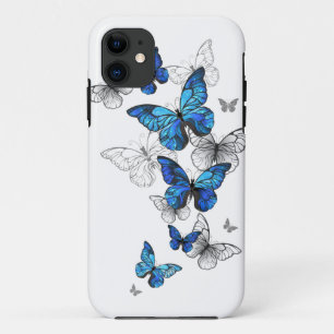 青飛んでいる蝶モルフォ iPhone 11 ケース