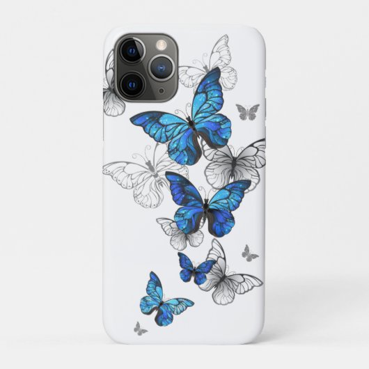 青飛んでいる蝶モルフォ Case-Mate iPhoneケース (裏)