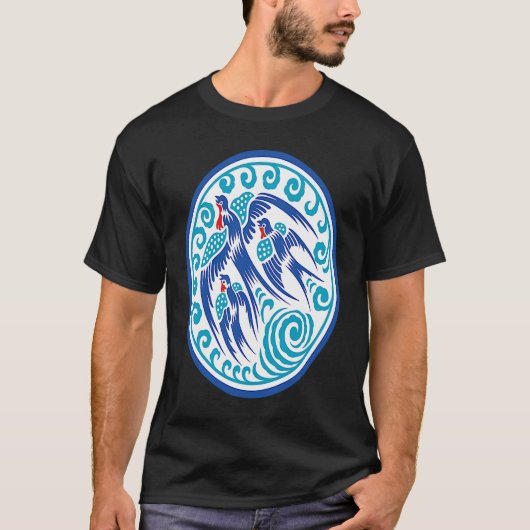 青飛んでいる鳥 Tシャツ (正面)