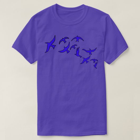 青飛んでいる鳥 Tシャツ (デザイン正面)