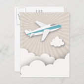 青飛行機の誕生日パーティーはがき インビテーションポストカード (正面/裏面)